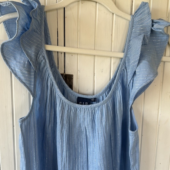 NWT blue ruffle-sleeved summer GAP dress, size Small tall - Picture 3 of 6